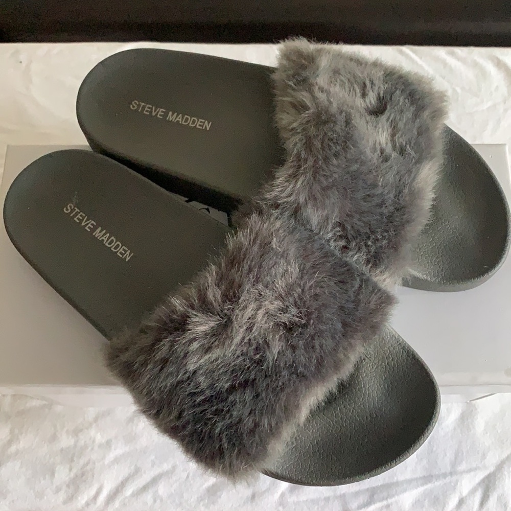 Steve Madden Faux Fur Slides
